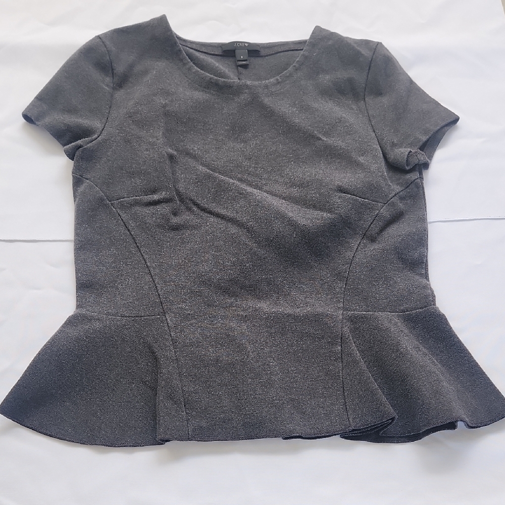 J. Crew Charcoal Peplum Blouse